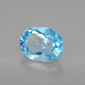 2.46 ct Swiss Blue Topaz Stone, Natural Topaz in Oval Facet Shape for Sale