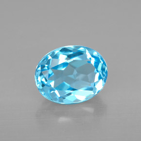 2.51 ct Blue Topaz Gemstone, Topaz Gem in Oval Facet Shape for Sale.