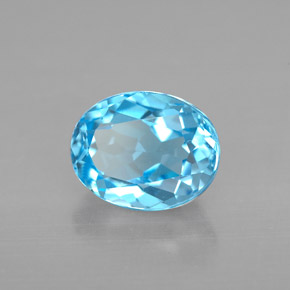 2.51 ct Blue Topaz Stone, Natural Topaz in Oval Facet Shape for Sale