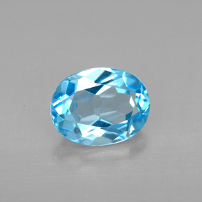 2.22 ct Blue Topaz Gemstone, Topaz Gem in Oval Facet Shape for Sale.