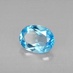 2.22 ct Blue Topaz Stone, Natural Topaz in Oval Facet Shape for Sale