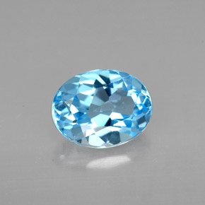 2.17 ct Blue Topaz Gemstone, Topaz Gem in Oval Facet Shape for Sale.