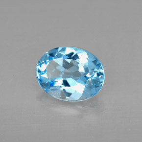 2.17 ct Blue Topaz Stone, Natural Topaz in Oval Facet Shape for Sale