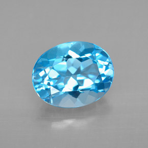 3.27 ct Blue Topaz Gemstone, Topaz Gem in Oval Facet Shape for Sale.