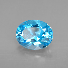 3.27 ct Blue Topaz Stone, Natural Topaz in Oval Facet Shape for Sale