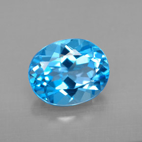3.51 ct Blue Topaz Gemstone, Topaz Gem in Oval Facet Shape for Sale.