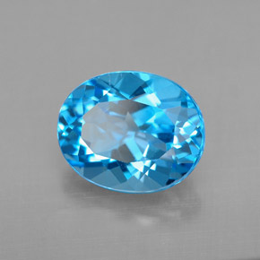 3.51 ct Blue Topaz Stone, Natural Topaz in Oval Facet Shape for Sale