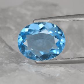2.89 ct Blue Topaz Stone, Natural Topaz in Oval Facet Shape for Sale