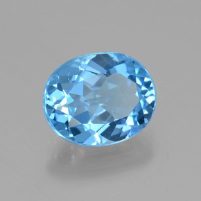 2.98 ct Blue Topaz Stone, Natural Topaz in Oval Facet Shape for Sale