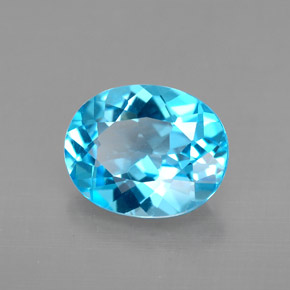 3.08 ct Blue Topaz Gemstone, Topaz Gem in Oval Facet Shape for Sale.