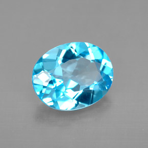 3.08 ct Blue Topaz Stone, Natural Topaz in Oval Facet Shape for Sale