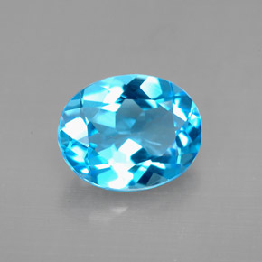 3.18 ct Blue Topaz Gemstone, Topaz Gem in Oval Facet Shape for Sale.