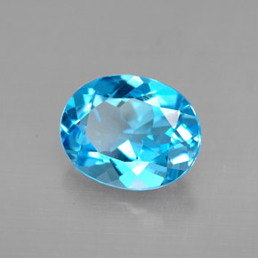3.18 ct Blue Topaz Stone, Natural Topaz in Oval Facet Shape for Sale
