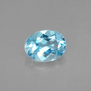 1.43 ct Blue Topaz Gemstone, Topaz Gem in Oval Facet Shape for Sale.