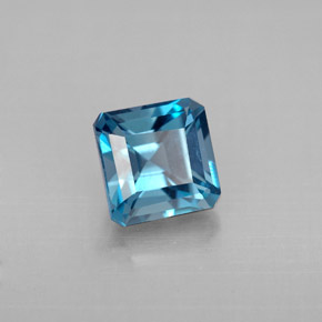 1.64 ct Blue Topaz Stone, Natural Topaz in Octagon Facet Shape for Sale