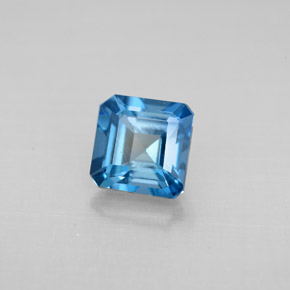 1.46 ct Blue Topaz Stone, Natural Topaz in Octagon Facet Shape for Sale
