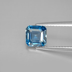 1.46 ct Blue Topaz Gemstone, Topaz Gem in Octagon Facet Shape for Sale.