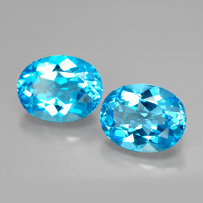 5.20 ct Blue Topaz Stone, Natural Topaz in Oval Facet Shape for Sale