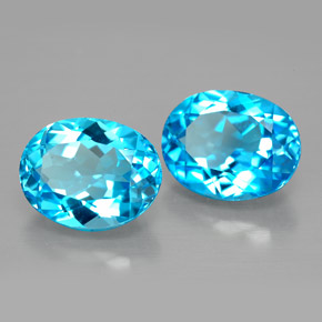 5.14 ct Blue Topaz Stone, Natural Topaz in Oval Facet Shape for Sale