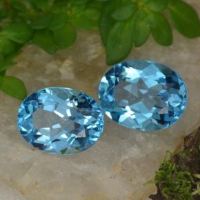 4.71 ctw Blue Topaz Stones, Natural Topaz in Oval Facet Shape for Sale