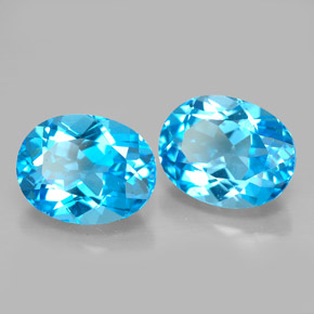 4.89 ct Blue Topaz Stone, Natural Topaz in Oval Facet Shape for Sale