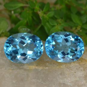 5.02 ctw Blue Topaz Gemstones, Topaz Gems in Oval Facet Shape for Sale.