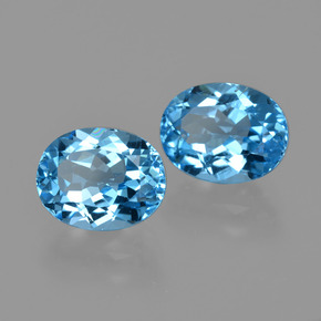 5.35 ct Blue Topaz Stone, Natural Topaz in Oval Facet Shape for Sale