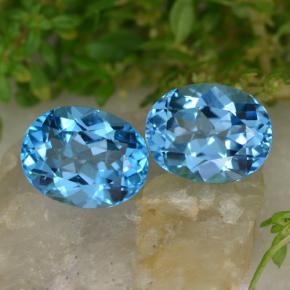 5.43 ctw Blue Topaz Gemstones, Topaz Gems in Oval Facet Shape for Sale.
