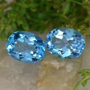 5.43 ctw Blue Topaz Stones, Natural Topaz in Oval Facet Shape for Sale