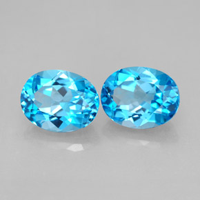 5.13 ct Blue Topaz Stone, Natural Topaz in Oval Facet Shape for Sale