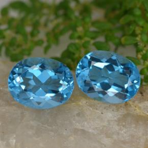 4.65 ctw Blue Topaz Gemstones, Topaz Gems in Oval Facet Shape for Sale.