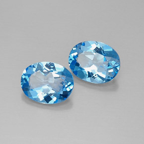 3.91 ct Blue Topaz Stone, Natural Topaz in Oval Facet Shape for Sale