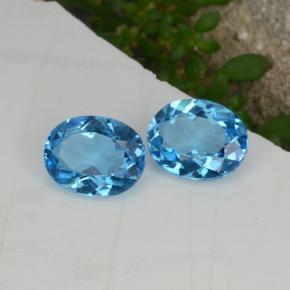4.28 ctw Blue Topaz Stones, Natural Topaz in Oval Facet Shape for Sale