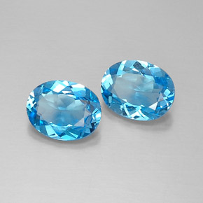 4.06 ct Blue Topaz Stone, Natural Topaz in Oval Facet Shape for Sale