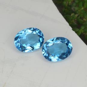 4.36 ctw Blue Topaz Gemstones, Topaz Gems in Oval Facet Shape for Sale.