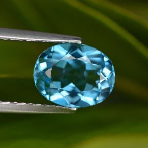 2.24 ct Blue Topaz Gemstone, Topaz Gem in Oval Facet Shape for Sale.