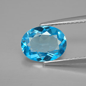 2.02 ct Blue Topaz Gemstone, Topaz Gem in Oval Facet Shape for Sale.