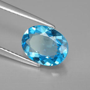 2.02 ct Blue Topaz Stone, Natural Topaz in Oval Facet Shape for Sale