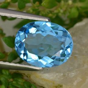 2.34 ct Blue Topaz Stone, Natural Topaz in Oval Facet Shape for Sale