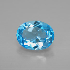 2.36 ct Blue Topaz Gemstone, Topaz Gem in Oval Facet Shape for Sale.