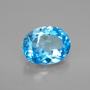 2.36 ct Blue Topaz Stone, Natural Topaz in Oval Facet Shape for Sale