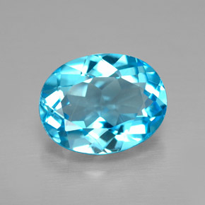 2.29 ct Blue Topaz Gemstone, Topaz Gem in Oval Facet Shape for Sale.
