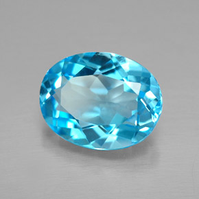 2.29 ct Blue Topaz Stone, Natural Topaz in Oval Facet Shape for Sale