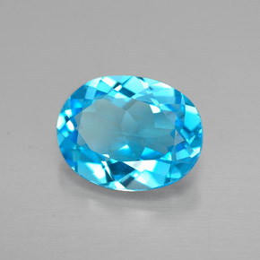 2.13 ct Blue Topaz Stone, Natural Topaz in Oval Facet Shape for Sale