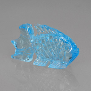 18.94 ct Blue Topaz Stone, Natural Topaz in Carved Fish Shape for Sale