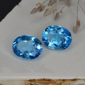 4.44 ct Blue Topaz Stone, Natural Topaz in Oval Facet Shape for Sale