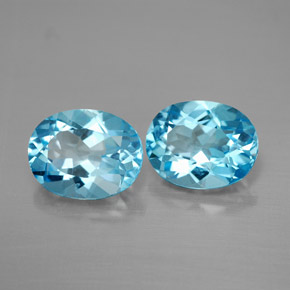 3.94 ct Blue Topaz Stone, Natural Topaz in Oval Facet Shape for Sale