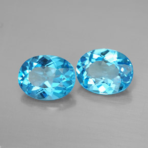 5.24 ct Blue Topaz Stone, Natural Topaz in Oval Facet Shape for Sale