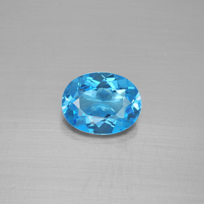 2.08 ct Blue Topaz Gemstone, Topaz Gem in Oval Facet Shape for Sale.