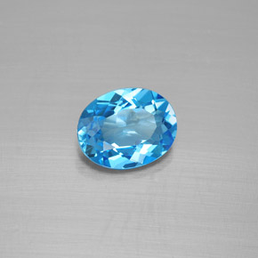 2.08 ct Blue Topaz Stone, Natural Topaz in Oval Facet Shape for Sale